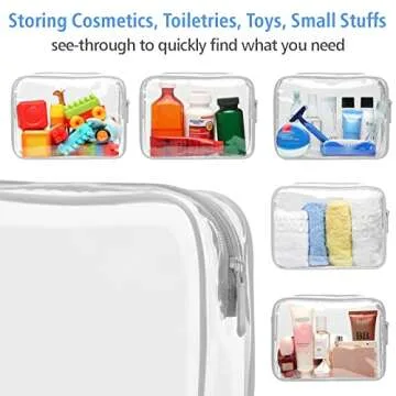 PACKISM Clear Makeup Bags, 2 Pack Quart Size Travel Bag TSA Approved Clear Travel Bags for Toiletries, Clear Cosmetic Bags Carry on Clear Toilety Bag TSA Approved Toiletry Bags, Grey