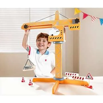Hape Playscapes Crane Lift Playset| Construction Truck Vehicle Playset for Kids
