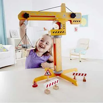 Hape Playscapes Crane Lift Playset| Construction Truck Vehicle Playset for Kids