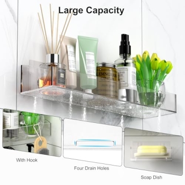 BSSOYAMM Clear Acrylic Shower Shelves with Soap Dish