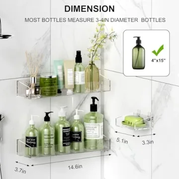 BSSOYAMM Clear Acrylic Shower Shelves with Soap Dish