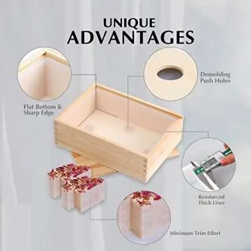 Nicole Rectangle Silicone Soap Mold Silicone Liner for 9 Bar Mold with Wood Box and Wooden Cover