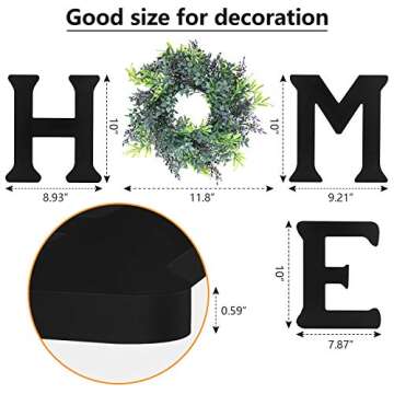 Wall Hanging Home Sign with Artificial Eucalyptus for O Rustic Wooden Home Letters with Wreath Farmouse Home Wall Decor Signs for Living Room Dinning Room House (Black)
