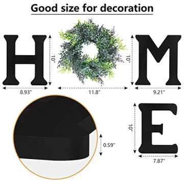 Wall Hanging Home Sign with Artificial Eucalyptus for O Rustic Wooden Home Letters with Wreath Farmouse Home Wall Decor Signs for Living Room Dinning Room House (Black)