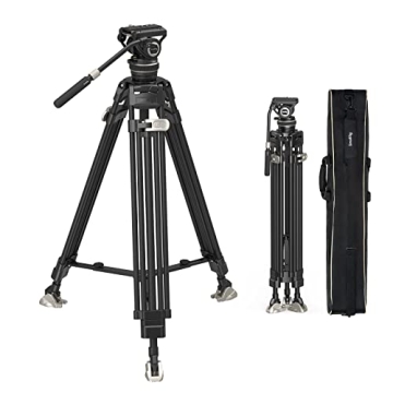 SmallRig AD-100 FreeBlazer Heavy-Duty Carbon Fiber Tripod System, 78" Video Tripod with One-Step Loc...