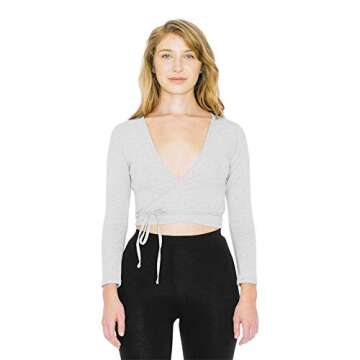 American Apparel Women's Cotton Spandex Julliard Long Sleeve Top, Heather Grey, Small