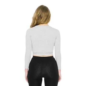 American Apparel Women's Cotton Spandex Julliard Long Sleeve Top, Heather Grey, Small