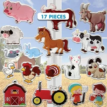 Farm Animals Gel Window Clings for Kids - Fun Reusable Window Stickers