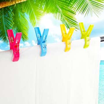 Mippein (4 Pack) Beach Towel Clips Chair Clips Towel Holder,Plastic Clothes Pegs Hanging Clip Clamps,Beach Clips, Towel Clips for Beach Chair, Blanket