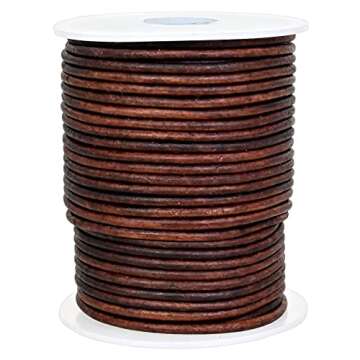 GENIQUE Real/Genuine Round Leather Cord for Jewelry Making, Leather String Cord for Crafting, Neckla...