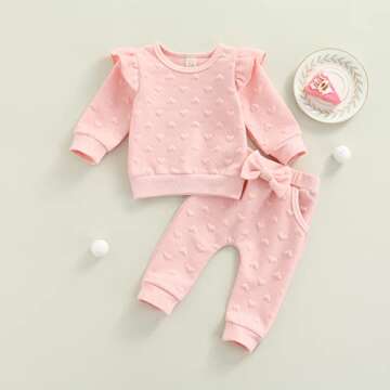 Newborn Baby Boy Girl Clothes Gender Neutral Sweatsuit Unisex Solid Outfit Long Sleeve Warm Pullover Pant Set