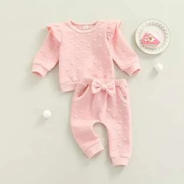 Newborn Baby Boy Girl Clothes Gender Neutral Sweatsuit Unisex Solid Outfit Long Sleeve Warm Pullover Pant Set