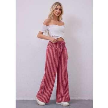 Stylish Wide Leg Striped Pants for Women - MISSACTIVER