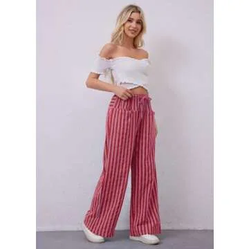 Stylish Wide Leg Striped Pants for Women - MISSACTIVER