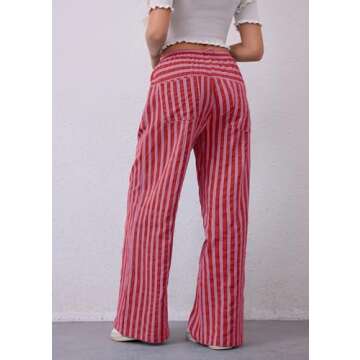 Stylish Wide Leg Striped Pants for Women - MISSACTIVER