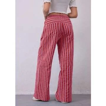 Stylish Wide Leg Striped Pants for Women - MISSACTIVER