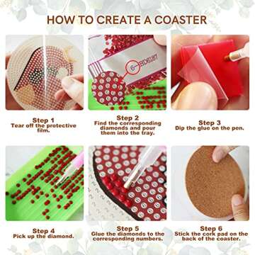 Temlum Diamond Painting Coasters DIY Kit for All Ages