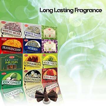 Hem 12 Assorted Boxes of Incense Cones, (120 total)| Natural Fragrance For Aromatic Rooms | Odor remover Incense For Stress Relief & Relaxation