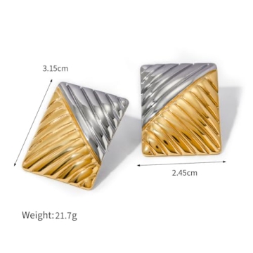 Chunky Square Statement Earrings for Women in Gold/Silver