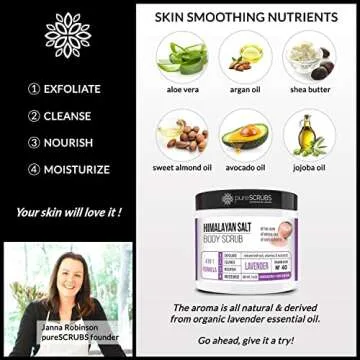 pureSCRUBS Premium Pink Himalayan Salt Body Scrub Set - Large 16oz LAVENDER SCRUB, Organic Essential Oils & Nutrients INCLUDES Wooden Stirring Spoon, Loofah & Mini Exfoliating Bar Soap