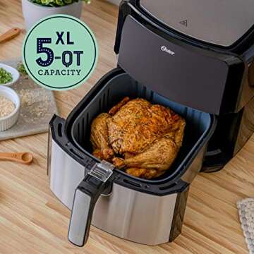 Oster DiamondForce Nonstick XL 5 Quart Digital Air Fryer, 8 Functions with Digital Touchscreen Stainless Steel