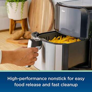 Oster DiamondForce Nonstick XL 5 Quart Digital Air Fryer, 8 Functions with Digital Touchscreen Stainless Steel