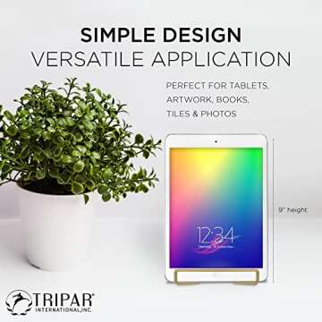 Tripar 6" Gold Painted Square Wire Easel Display Stand for Plates, Artwork, Picture Frame Plate Stan...