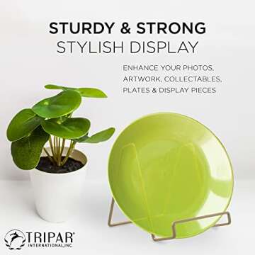 Tripar 6" Gold Painted Square Wire Easel Display Stand for Plates, Artwork, Picture Frame Plate Stand
