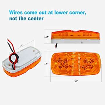 Partsam 14x Trailer RV Marker LED Light Double Bullseye 10 Diodes Clearance Light Red/Amber,[DOT Approved] 4x2 Tiger Eye/Double Bubble 12V Rectangular LED Side Marker Light Surface Mount Camper Truck