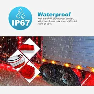 Partsam 14x Trailer RV Marker LED Light Double Bullseye 10 Diodes Clearance Light Red/Amber,[DOT Approved] 4x2 Tiger Eye/Double Bubble 12V Rectangular LED Side Marker Light Surface Mount Camper Truck