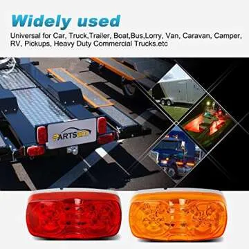 Partsam 14x Trailer RV Marker LED Light Double Bullseye 10 Diodes Clearance Light Red/Amber,[DOT Approved] 4x2 Tiger Eye/Double Bubble 12V Rectangular LED Side Marker Light Surface Mount Camper Truck