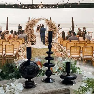 ZSYHCX Candlestick Holders, Glass Candle Holders for Table Centerpiece, Taper Candle Stand Modern Style Black Candle Holder for Wedding Decor and Dinner Party (Color : Black)