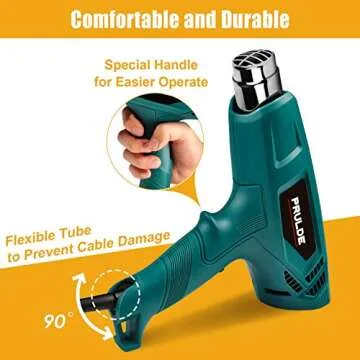 PRULDE Heat Gun, Dual Temperature Settings 752℉-1112℉Hot Air Gun Kit with 4 Nozzles for Crafts, Shrink Wrapping/Tubing, Paint Removing (HG0080)