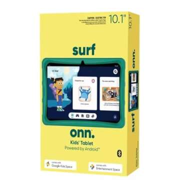 ONN Surf 10.1" Kids Tablet, (2022) 2.0 GHz Quad-Core, 32GB Storage, 2GB RAM, (1280 x 800) Touchscree...