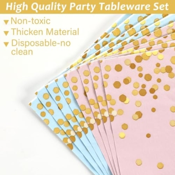 Gender Reveal Party Supplies for 50 Guests - Plates, Napkins & More
