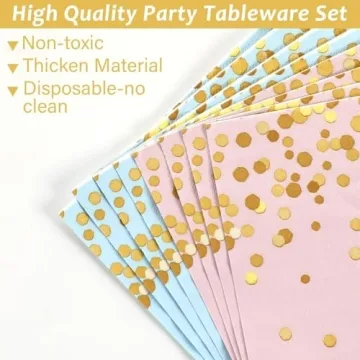 Gender Reveal Party Supplies for 50 Guests - Plates, Napkins & More
