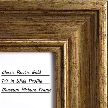 Yaetm 16x20 Gold Picture Frame Matted to 11x14 Set of 4, 1.4" Wide Molding & Rustic Golden 16x20 Frame for Wall Gallery, Home and Office, Wall Mount, 4 Pack