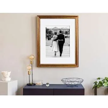 Yaetm 16x20 Gold Picture Frame Matted to 11x14 Set of 4, 1.4" Wide Molding & Rustic Golden 16x20 Frame for Wall Gallery, Home and Office, Wall Mount, 4 Pack