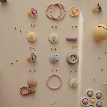 Mushie Flower Teether Bracelet 3-Pack Rose Blush Shifting Sand