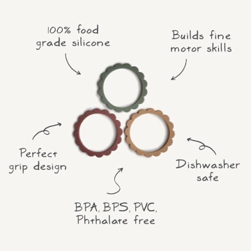 Mushie Flower Teether Bracelet 3-Pack Rose Blush Shifting Sand