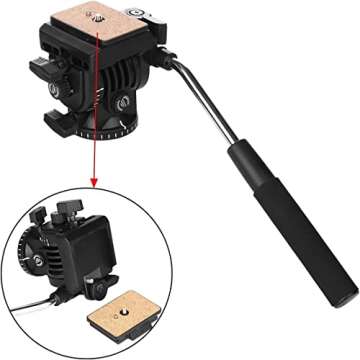 Fluid Head,pangshi VT-1510 Video Camera Tripod Head Fluid Drag Pan Tilt Head with 1/4” Quick Release Plate for Canon Nikon Sony DSLR Cameras Camcorder Shooting Filming