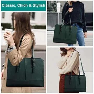 Laptop Bag for Women Leather Work Tote 15.6 Inch Laptop for Computer Bag Waterproof Business Office ...
