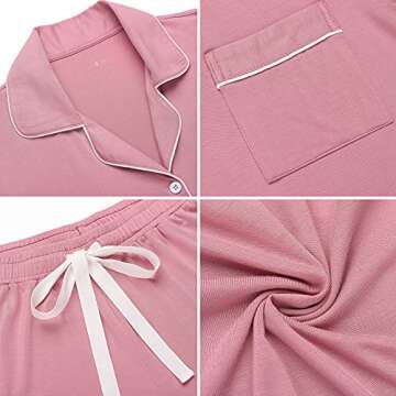 Pajamas Women Short Set Cute Sleepwear Teen Girls 2 Piece Sleep Tee Set Bean Paste S