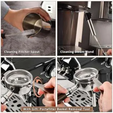 Espresso Brush Machine Cleaning Brush - CAFEMASY 5pcs Coffee Machine Cleaning Brush Pack Barista Tools for Cleaning Espresso Machine Group Head Steam Wand Milk Frother Drip Tray Coffee Mug