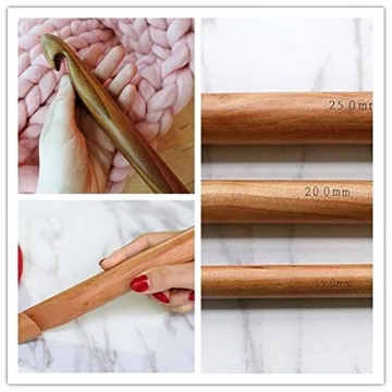 25/20/15mm Beach Wood Crochet Hooks for All Crafters
