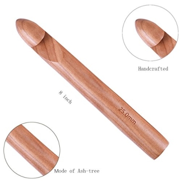 25/20/15mm Beach Wood Crochet Hooks for All Crafters