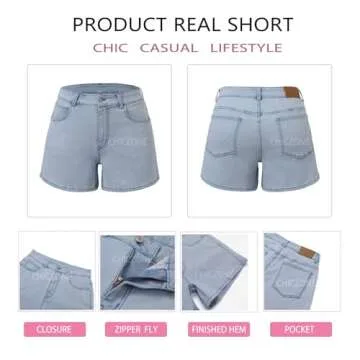 Womens High Waisted Denim Shorts Stretchy Straight Leg Jean Shorts Summer Hot Short Pants Light Blue L