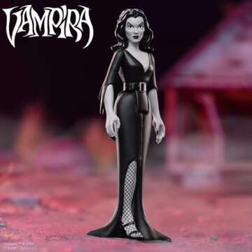 Super7 Vampira Plan 9 from Outer Space Grayscale - 3.75" Vampira Action Figure Classic Horror Movie Collectibles and Retro Toys