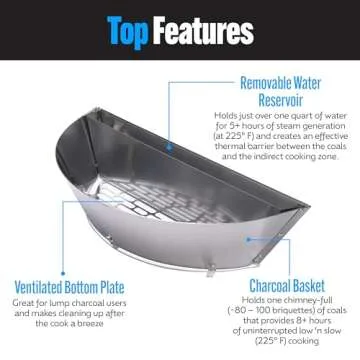 SnS Grills Slow ‘N Sear Deluxe Insert for Charcoal Cooking