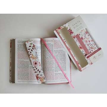 Biblia Reina Valera 1960 Letra Grande - Piel Rosada con Flores